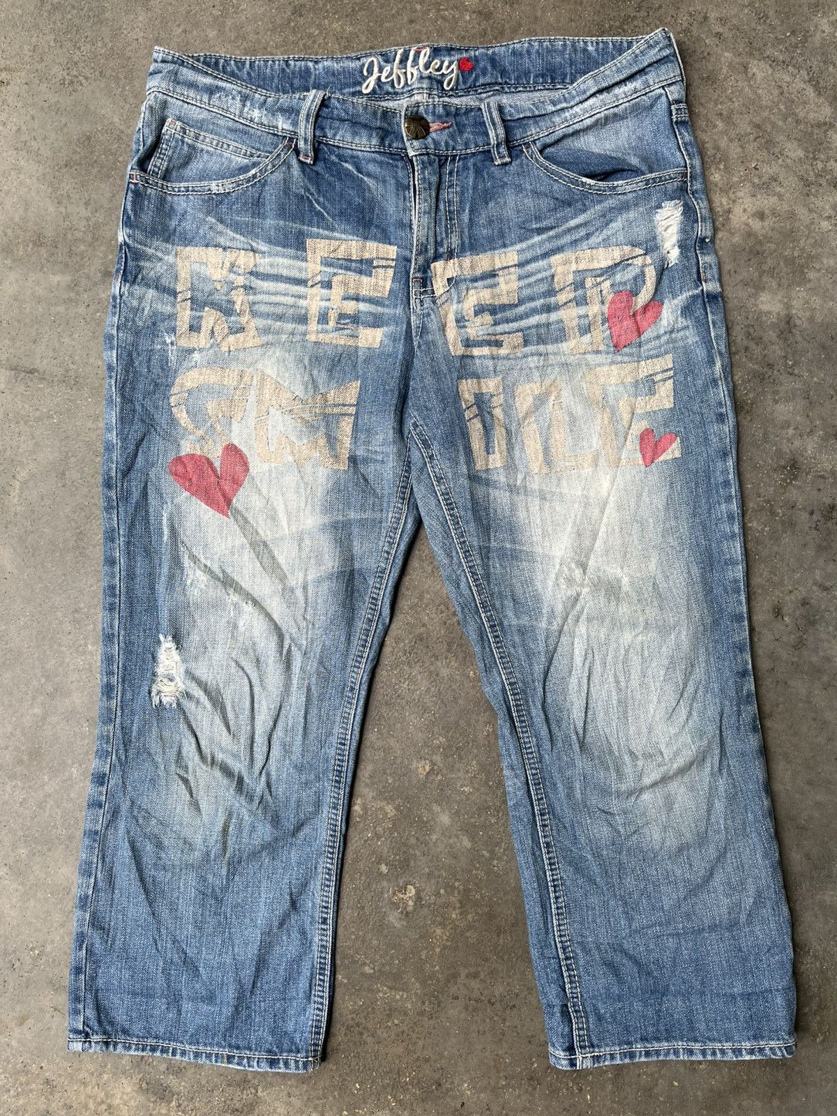 Japanese Brand VINTAGE JAPANESE BRAND KEEP SMILE WORDING JORTS Size US 35 - 5 Thumbnail
