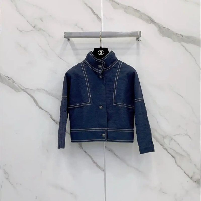 Chanel Chanel Blue Cotton Women’s Jacket 0089 Size S / US 4 / IT 40 - 1 Thumbnail