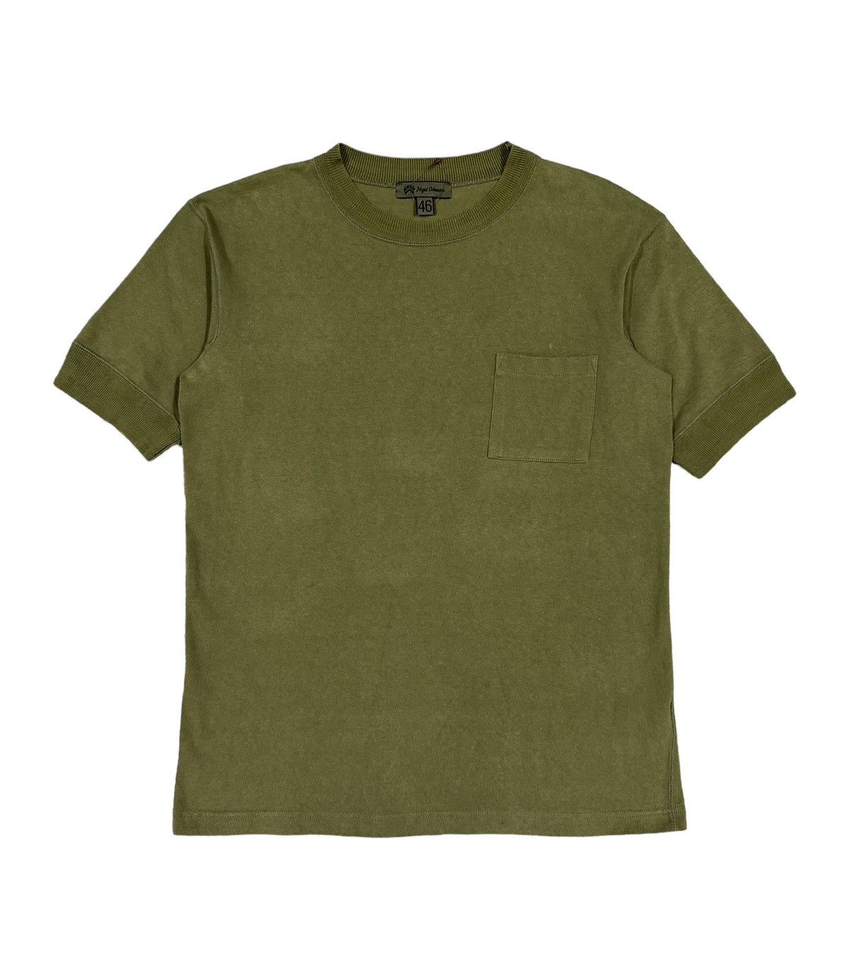 image of Nigel Cabourn x Vintage Vtgnigel Carboun Heavy Cotton Plain Single Pocket Tee in Olive Green (Size 