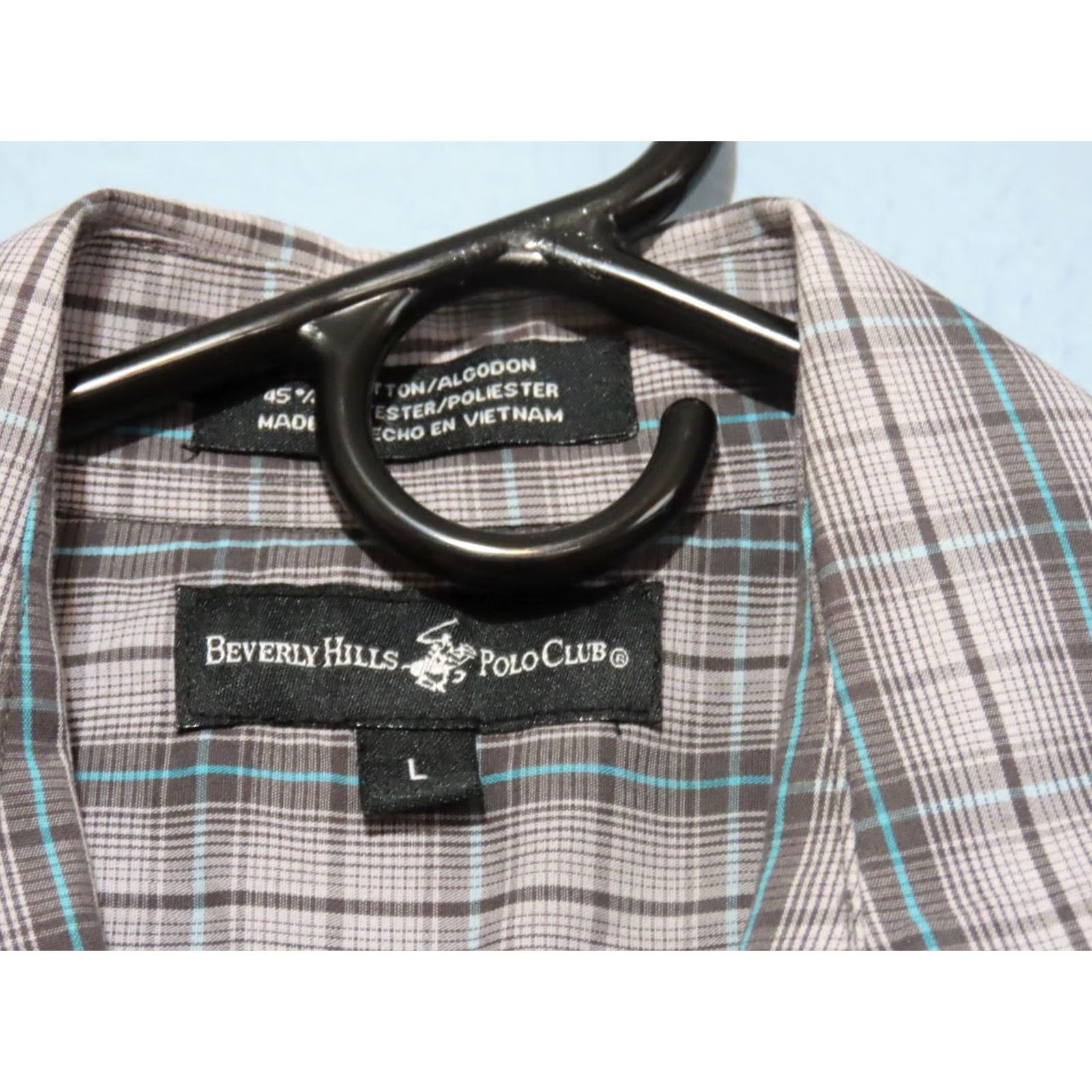 Beverly Hills Polo Club Beverly Hills Polo Club Shirt Men Brown Plaid Button-Up Long Sleeve Dress Shirt L Brown Size 42R - 4 Thumbnail