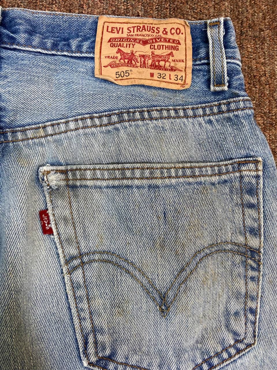 Levi's vintage levis 505 distressed denim paint splatter design Size US 33 - 4 Thumbnail