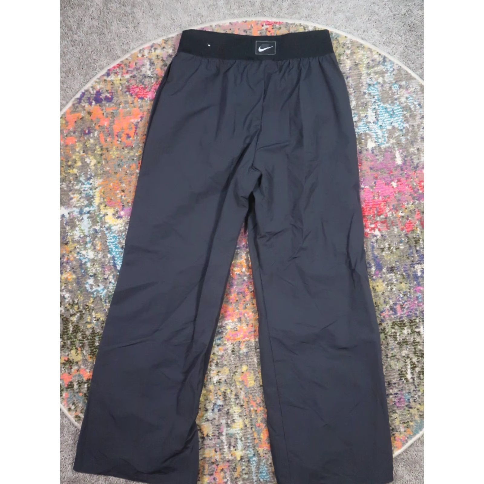 Nike Nike Icon Clash Pants Womens M Black Retro Wide-Leg Nylon Sweatpants (Activewear) Size 32" / US 10 / IT 46 - 2 Thumbnail
