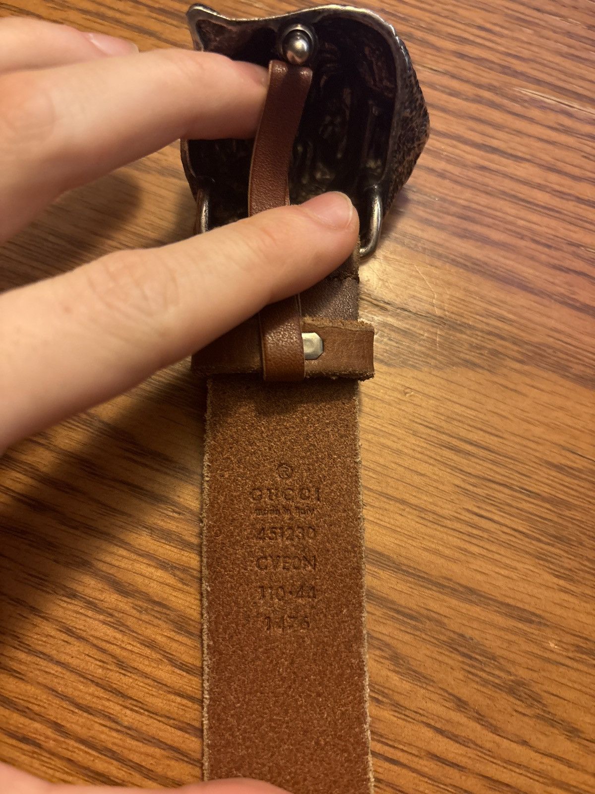 Gucci Gucci Gucci Tiger Brown Belt Leather Belt Size 44 - 4 Thumbnail