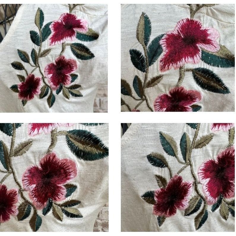 Other Adiva Embroidered Top Medium Cream Textured Floral Size M / US 6-8 / IT 42-44 - 6 Thumbnail