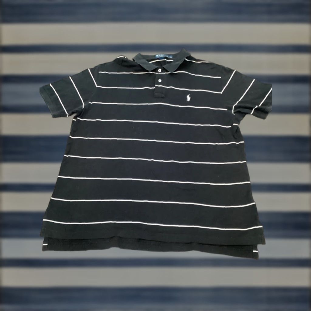 Ralph Lauren VINTAGE Ralph Lauren Striped Polo Shirt XL Black 90s Casual Mens Size US XL / EU 56 / 4 - 1 Thumbnail