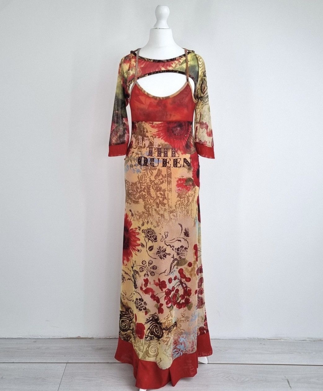Other Save the Queen 2000s vintage floral pattern mesh maxi dress Size L / US 10 / IT 46 - 2 Thumbnail