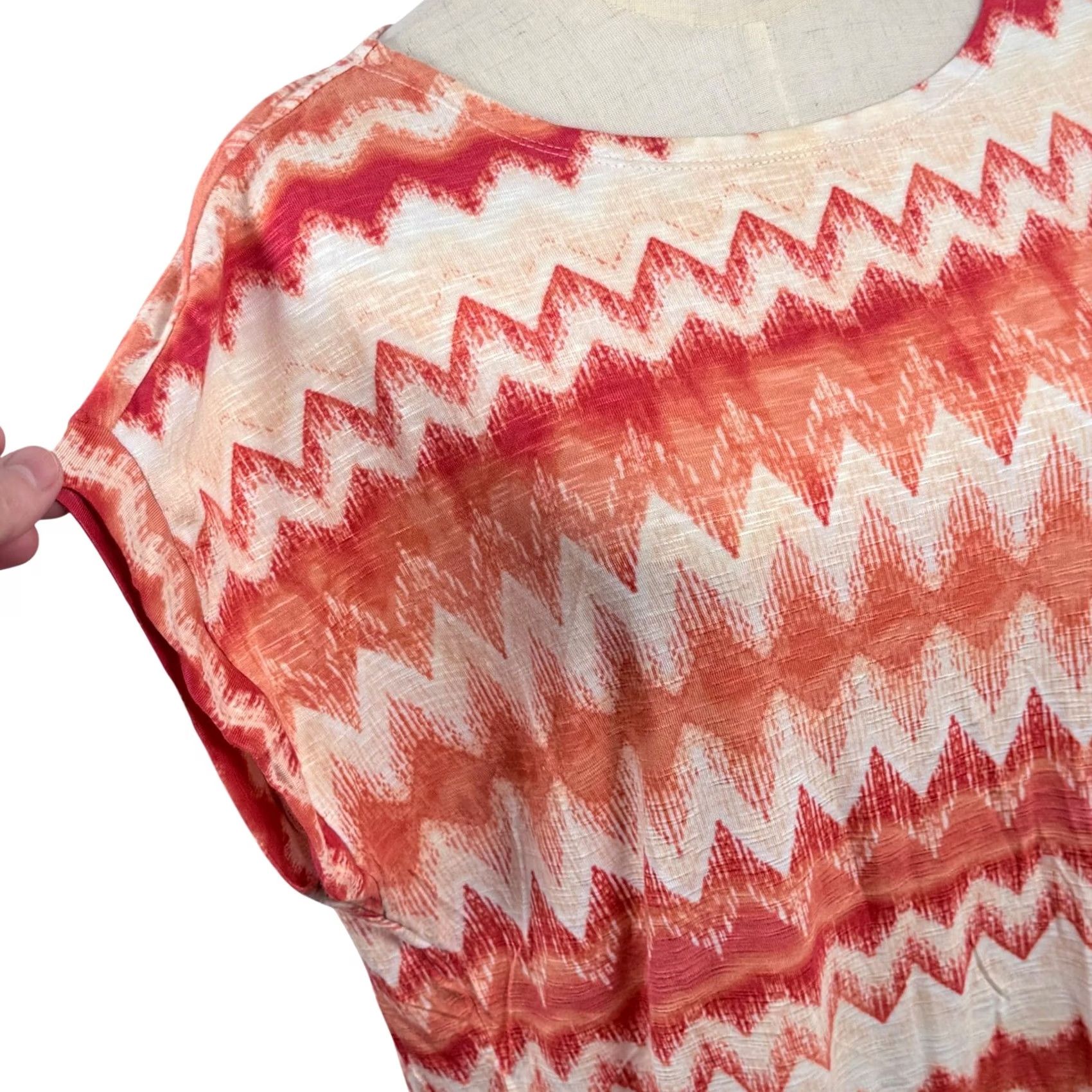 Vintage Chico'S 2 L Womens Chevron Ikat Top - Boho Casual Wear Size L / US 10 / IT 46 - 4 Thumbnail