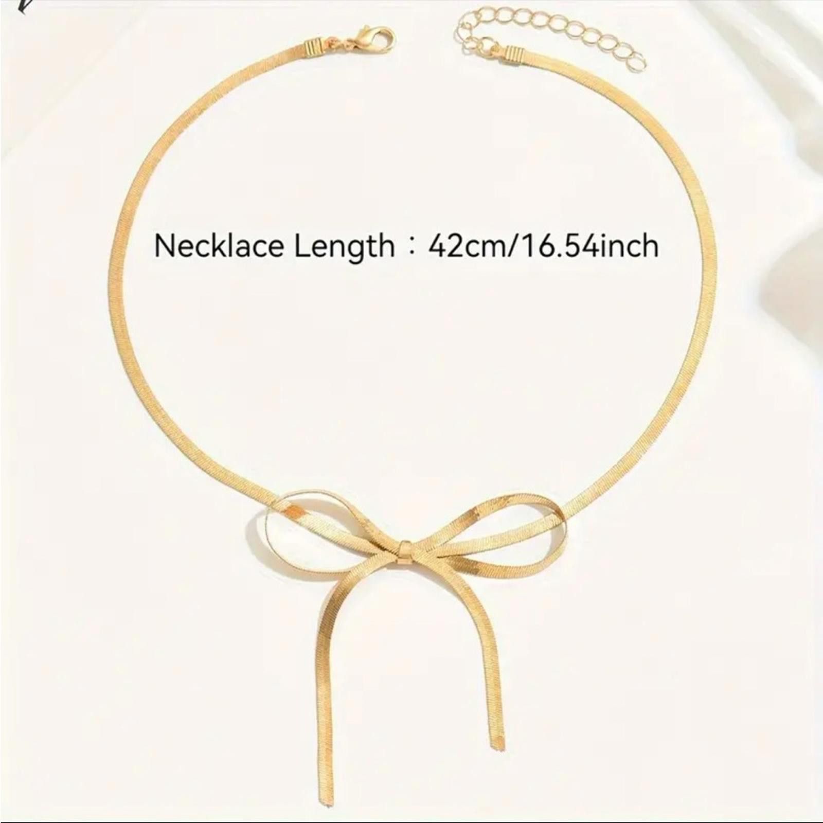 Designer Pretty Gold Plated Bow Necklace Size ONE SIZE - 3 Thumbnail