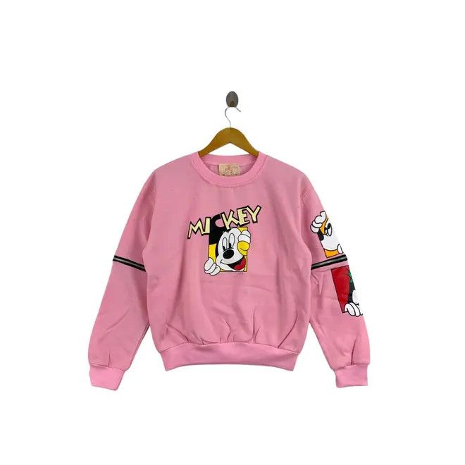 MICKEY MOUSE Disney Cartoon Character Print Pink Sweatshirt - Main Image