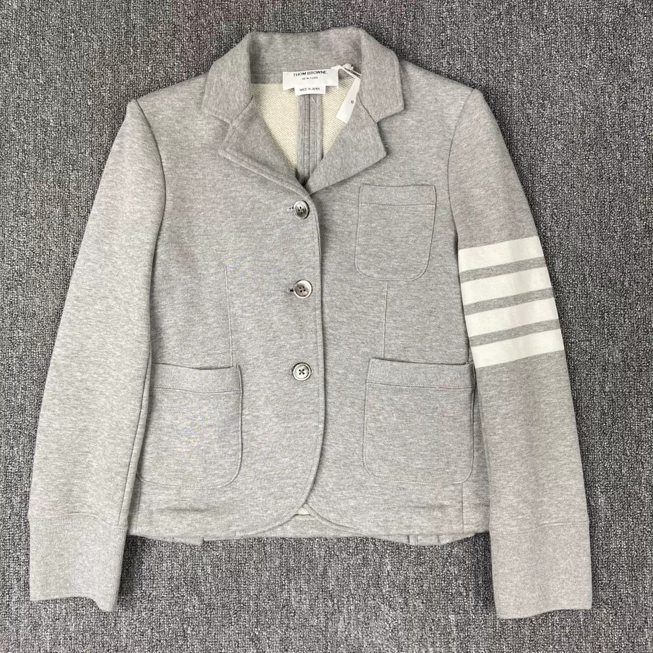 thombrowne gray and white striped blazer