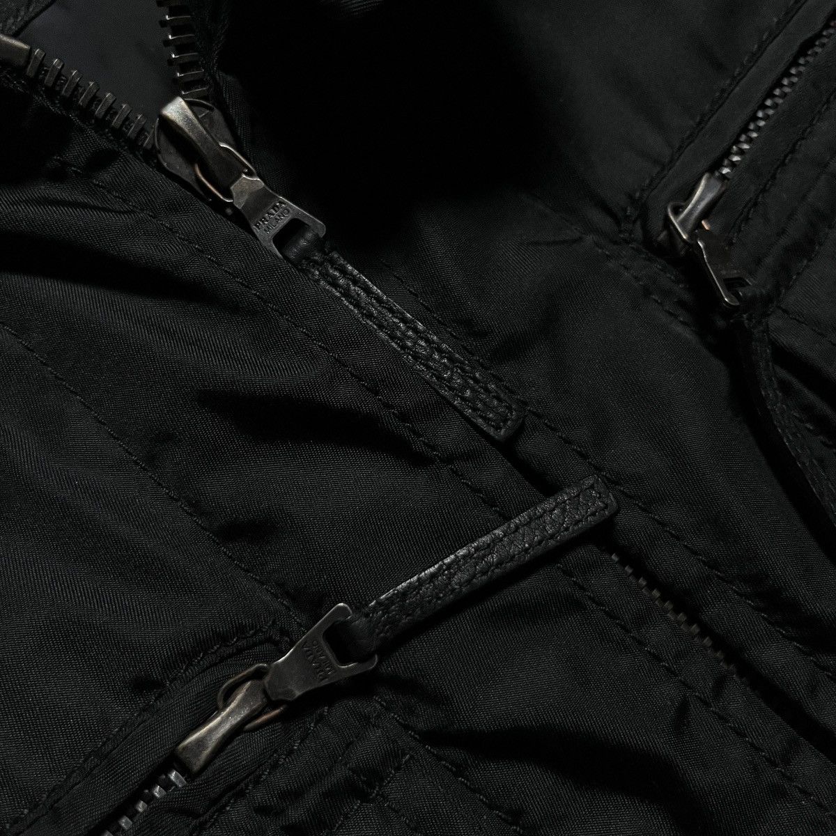 Prada Prada Black Nylon Leather Biker Jacket Size US S / EU 44-46 / 1 - 6 Thumbnail