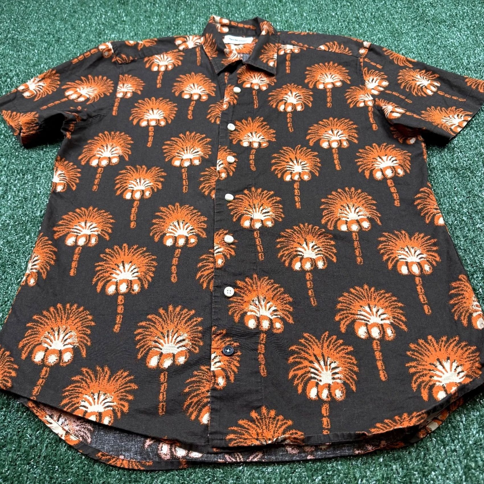 Taylor Stitch Taylor Stitch Hawthorne Mirage Palm Linen Short Sleeve Button Up Men’s 40 Orange Size US 40 / EU 56 - 3 Thumbnail
