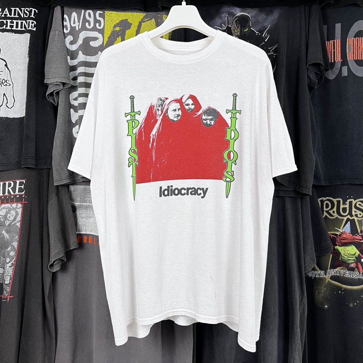 image of Band Tees x Vintage Pist Idiots - Idiocracy in White, Men's (Size XL)