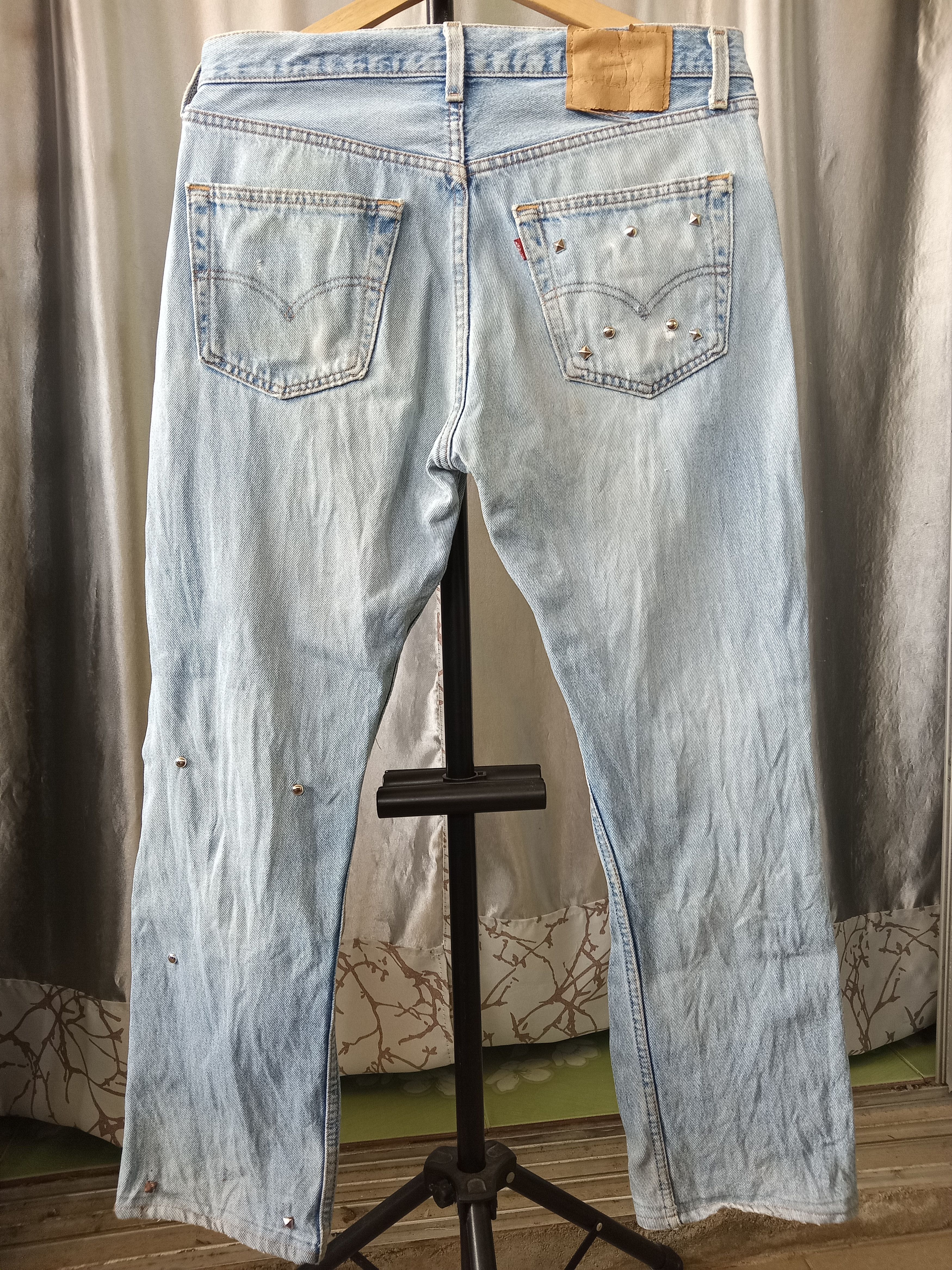 Levi's × Levi's Made & Crafted × Vintage 💥Very Rare💥Vintage LEVI'S 501 Distressed Studded Jeans Size US 32 / EU 48 - 2 Thumbnail