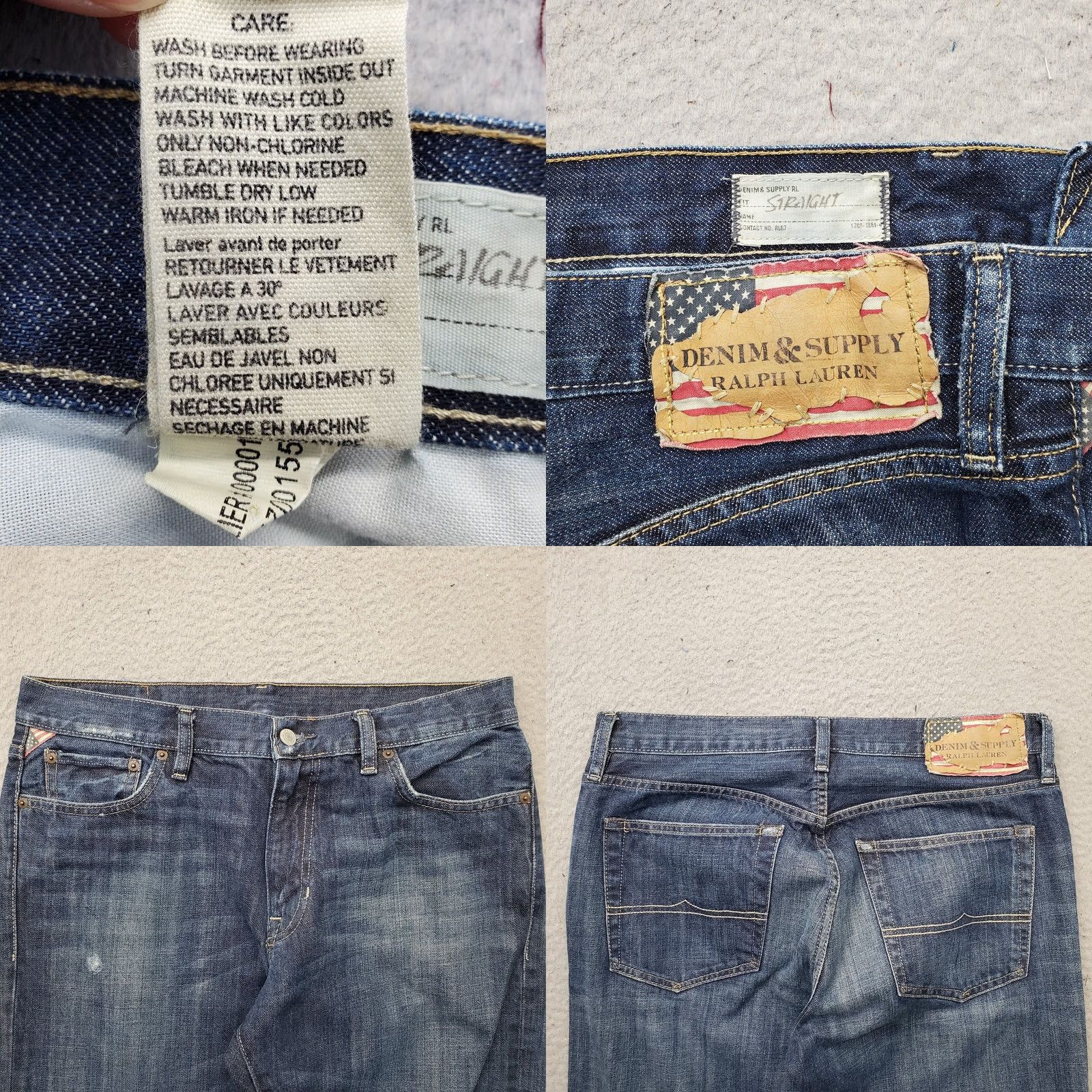 Vintage Denim & Supply Ralph Lauren Jeans Mens 34 Blue Straight Leg Streetwear Size US 34 / EU 50 - 8 Thumbnail