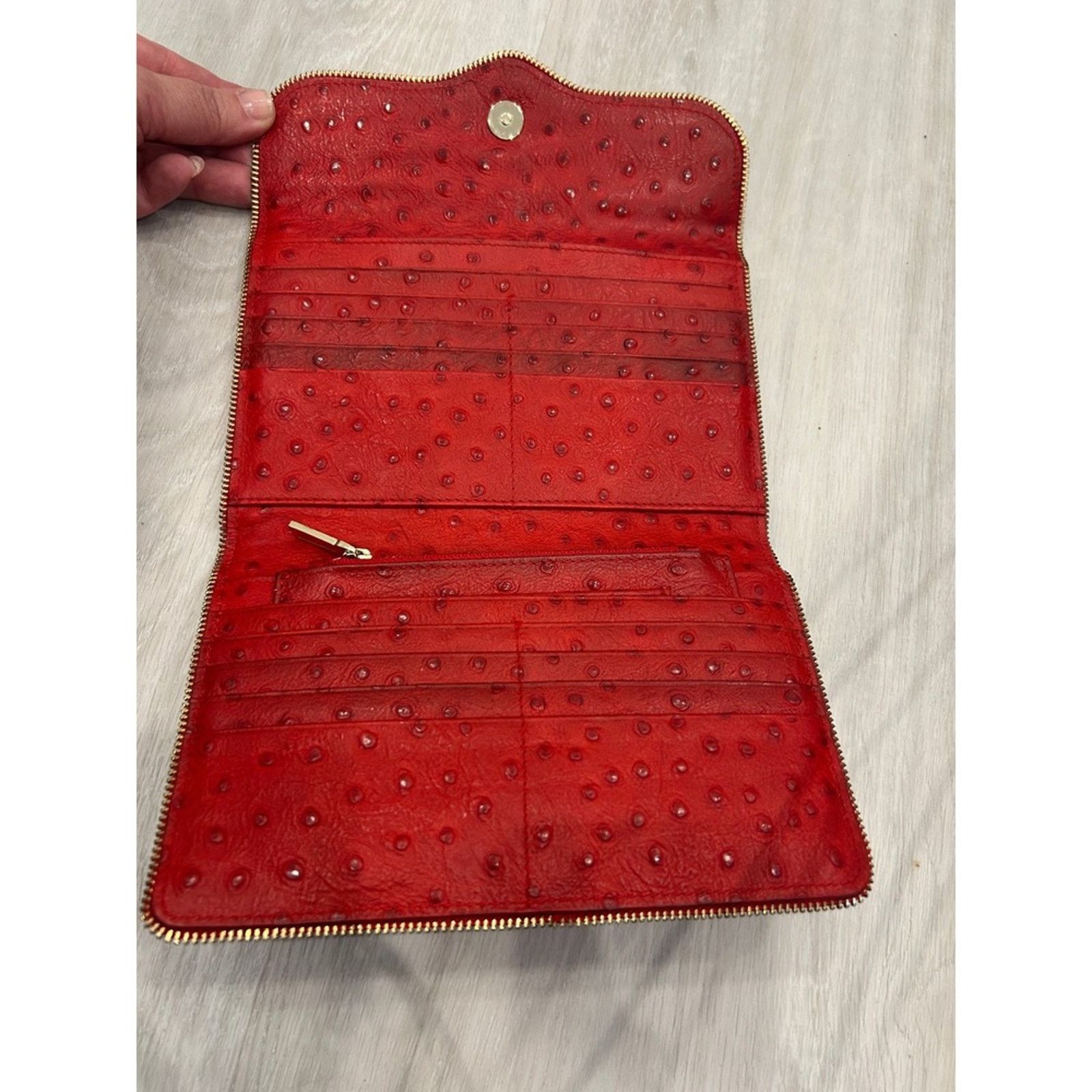 Rebecca Minkoff Rebecca Minkoff Red Ostrich Embossed Leather Zip Size ONE SIZE - 4 Thumbnail