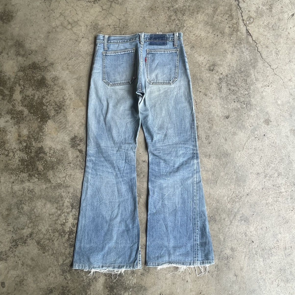 Edwin 🔥Vintage 80s Edwin Tapped Pocket Distress Flare Denim Jeans Size US 30 / EU 46 - 4 Thumbnail