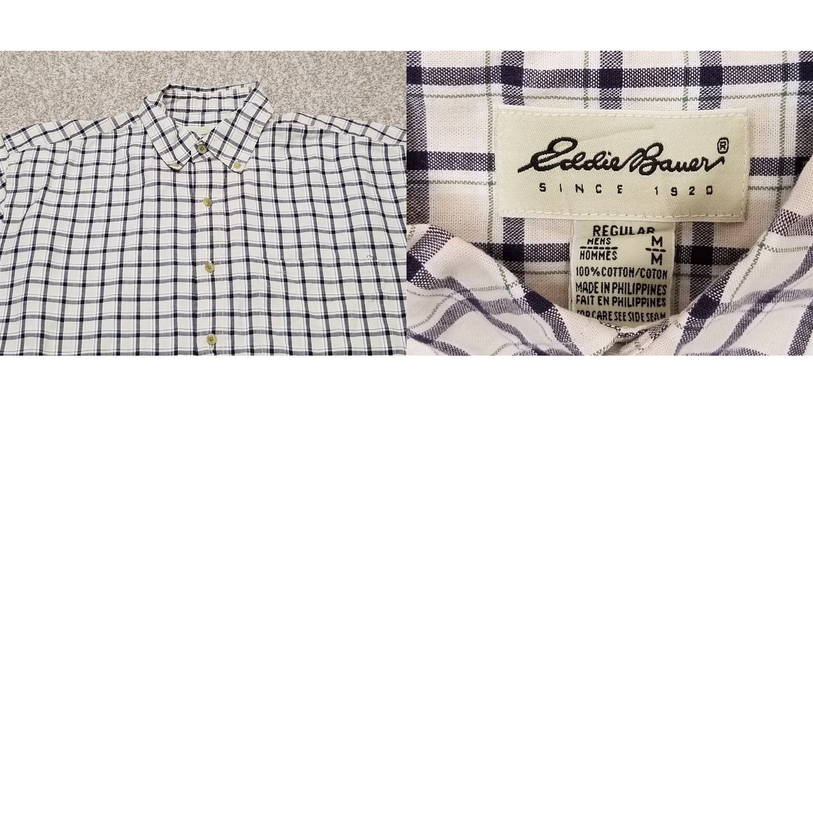 Eddie Bauer Eddie Bauer Shirt Mens Medium Blue Check Button Casual 100% Cotton Camp Outdoors Size US M / EU 48-50 / 2 - 8 Thumbnail