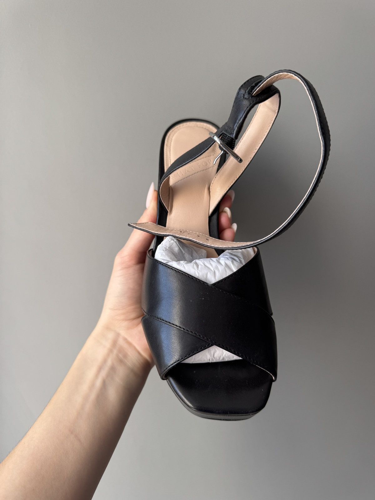 Genuine Leather What For Blanchett Calf Leather Black Sandals Size US 6 / IT 36 - 4 Thumbnail