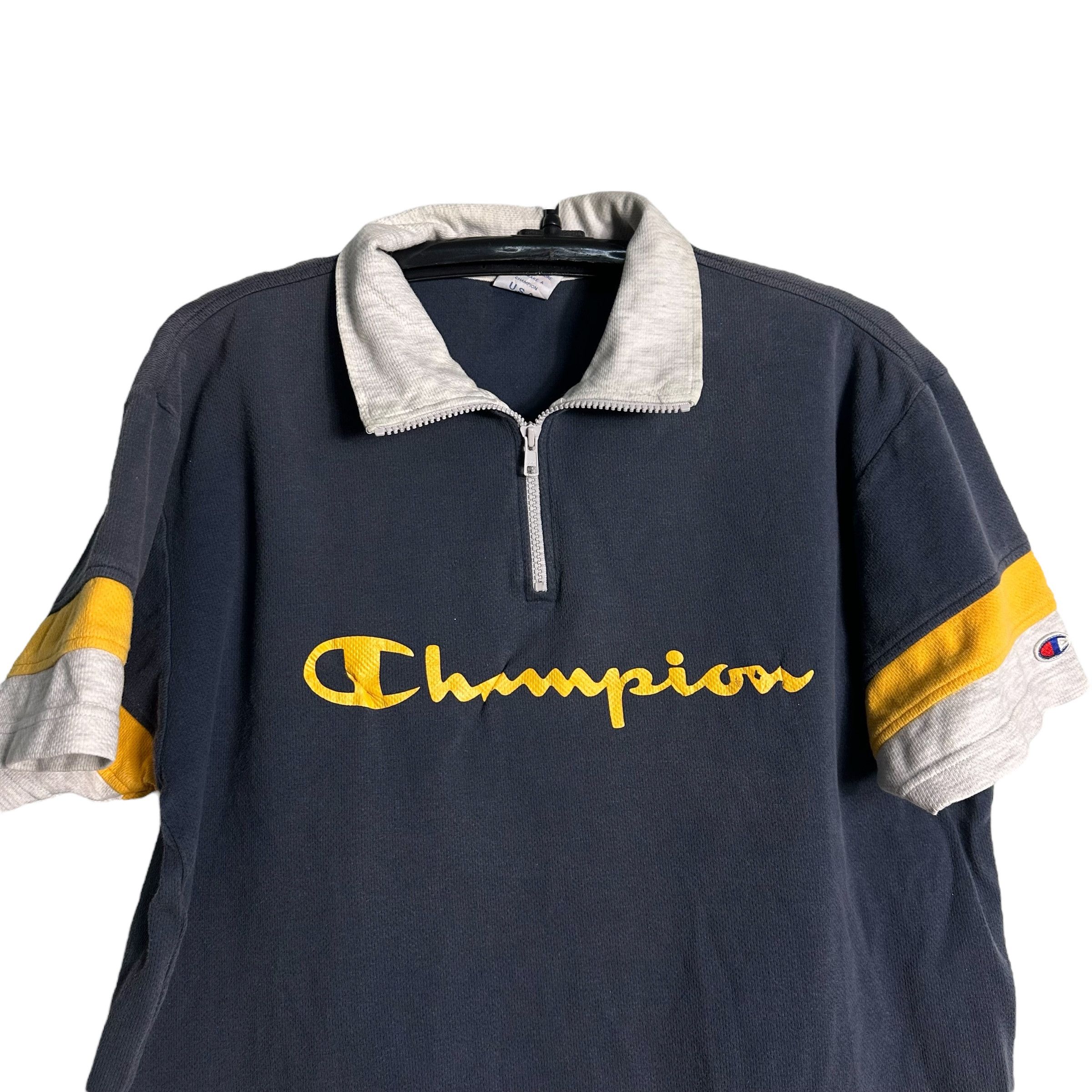 Champion 🔥RARE🔥Vintage Champion Half-Zip S/Sleeve Sweatshirt Size US L / EU 52-54 / 3 - 2 Thumbnail
