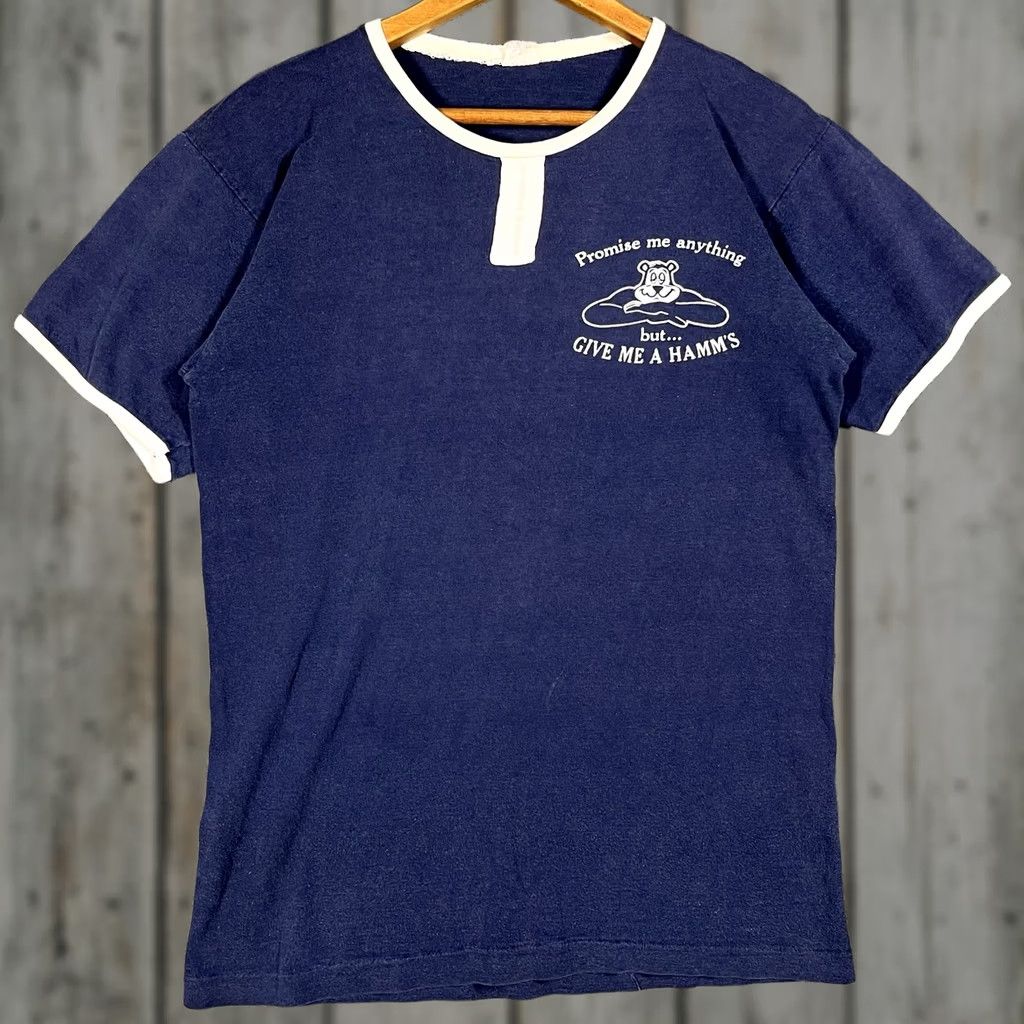 Champion VINTAGE Champion Hamm's Beer Champion T Shirt Mens M Blue Graphic Tee 60s Sportswear Mens Size US M / EU 48-50 / 2 - 1 Thumbnail