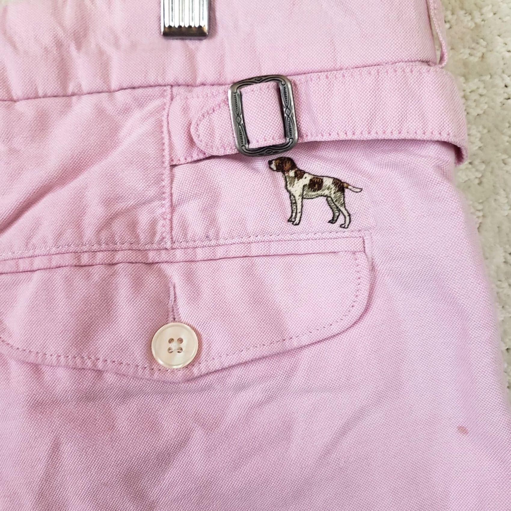 Polo Ralph Lauren Polo Ralph Lauren Mens Chino Shorts Pink 40 11 Inseam 11 5-Pocket Birddog Logo Linen Look Lightweight Belted Classic Rise Mid-Blue? Actually Pink Size US L / EU 52-54 / 3 - 2 Thumbnail