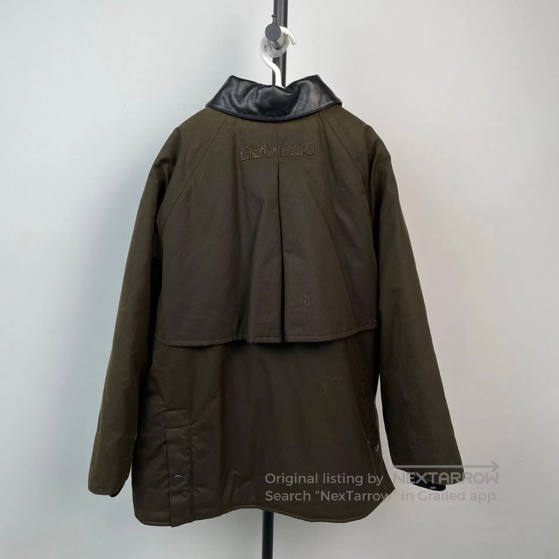 Miu Miu Miu Miu Olive Green Autumn Leather Collar Jacket Coat| Size XS / US 0-2 / IT 36-38 - 2 Thumbnail