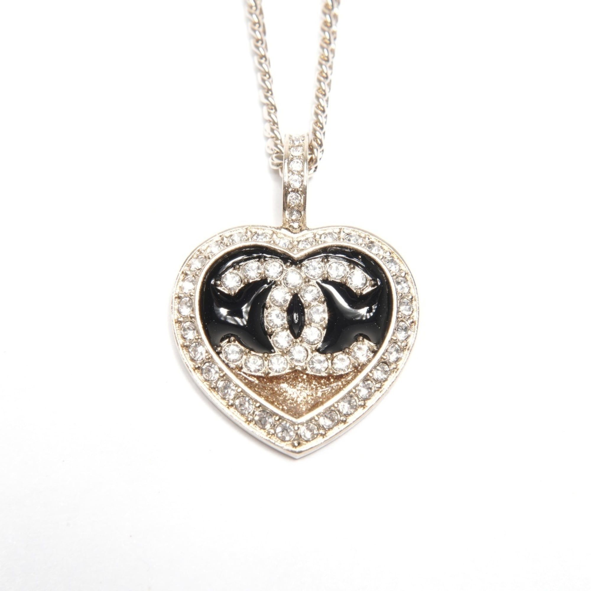 Chanel CHANEL C23B Coco Mark Heart Rhinestone Necklace Gold WS25122 Size ONE SIZE - 1 Thumbnail