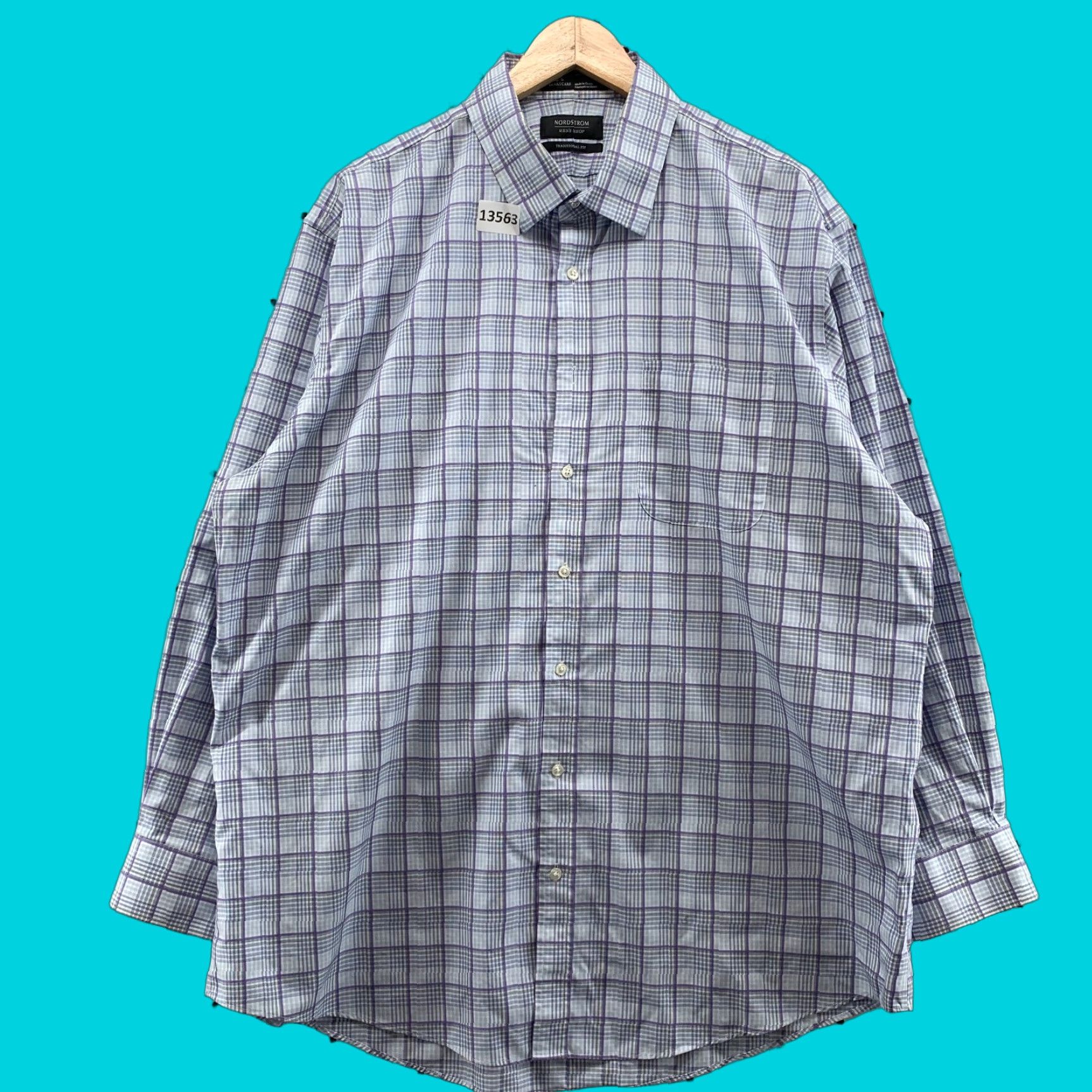 Nordstrom Nordstrom Plaid Button-Up Long Sleeve Shirt Men's Traditional Fit Size 17.5 Blue Multicolor Classic Size US XXL / EU 58 / 5 - 1 Thumbnail