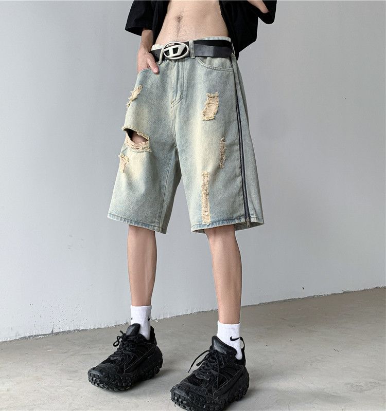 Japanese Brand × Jean Retro loose side zippered denim shorts Size US 32 / EU 48 - 3 Thumbnail