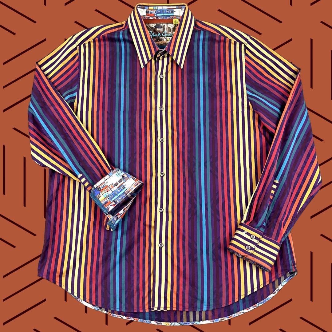 Robert Graham Robert Graham Shirt Mens 2XL Tailored Multi Striped Flip Cuff Button Up Party Multicolor Size US XXL / EU 58 / 5 - 1 Thumbnail