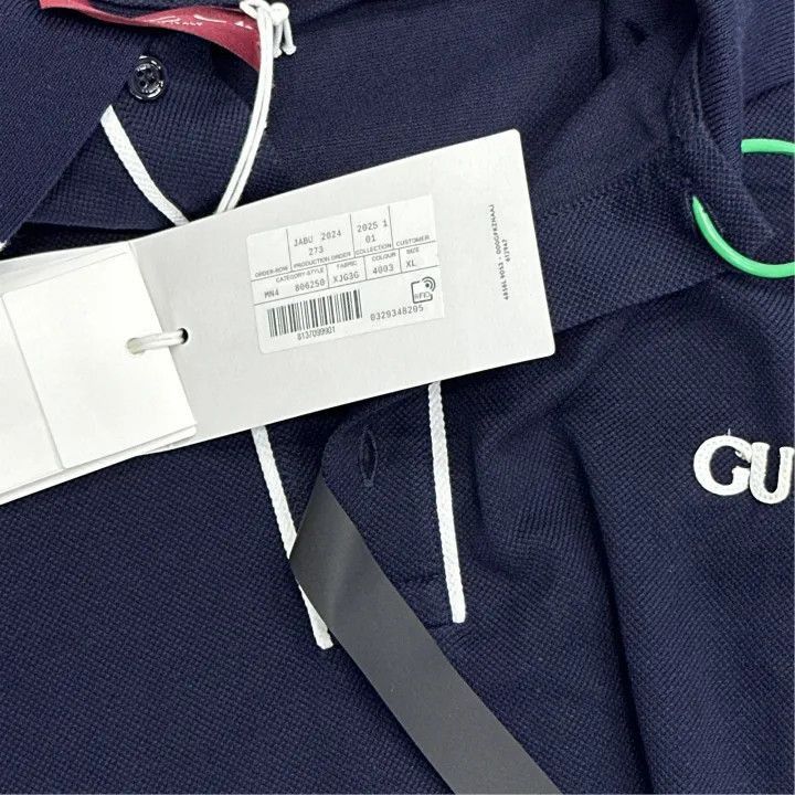 Gucci Gucci Gucci Logo Striped Navy Blue Polo Shirt -2506 Size US XL / EU 56 / 4 - 4 Thumbnail