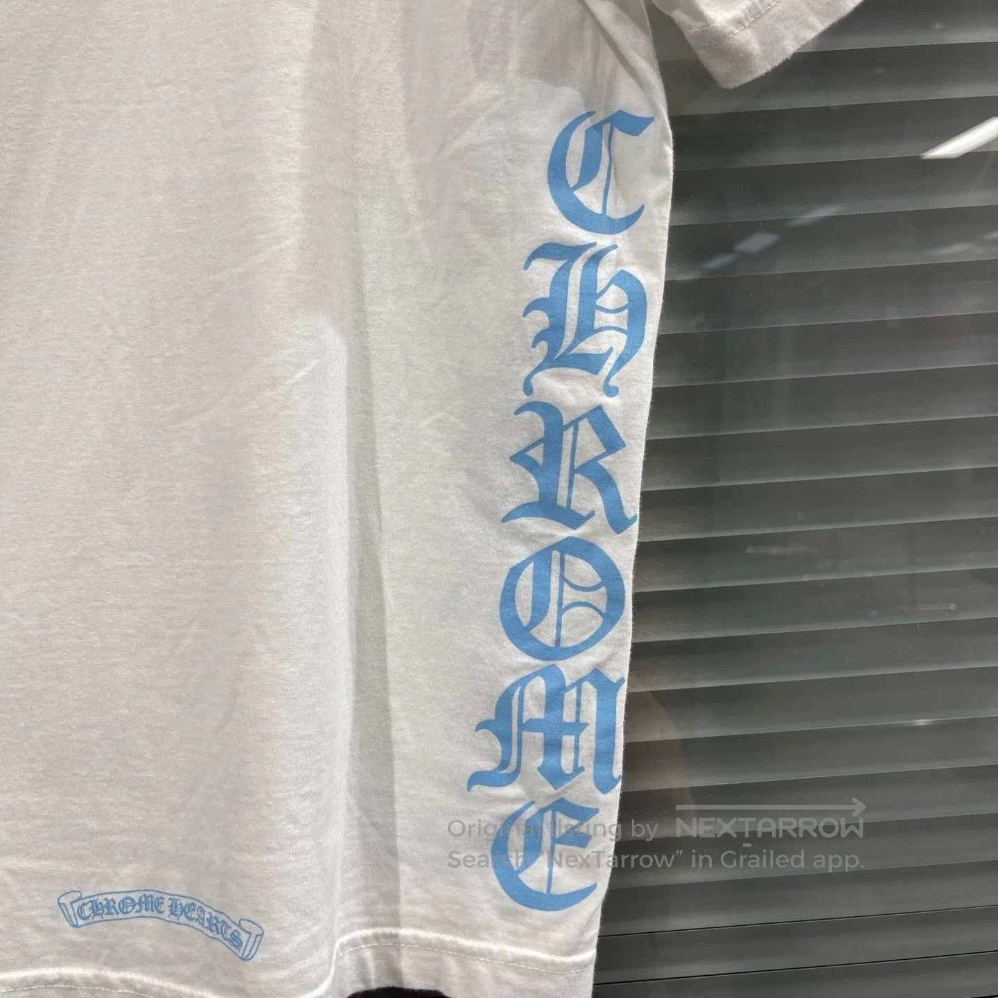 Chrome Hearts White Short Sleeve Shirt with Blue Text and Pocket. Size US S / EU 44-46 / 1 - 6 Thumbnail