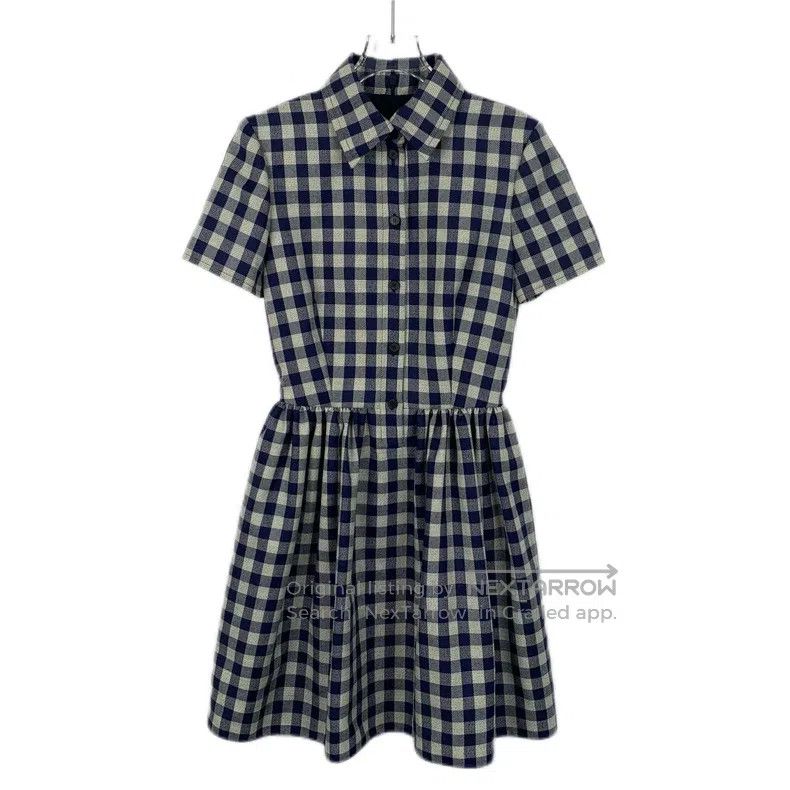 Dior Dior Color-matched plaid wool lapel short-sleeved dress Size XXS / US 00 / IT 34 - 1 Thumbnail
