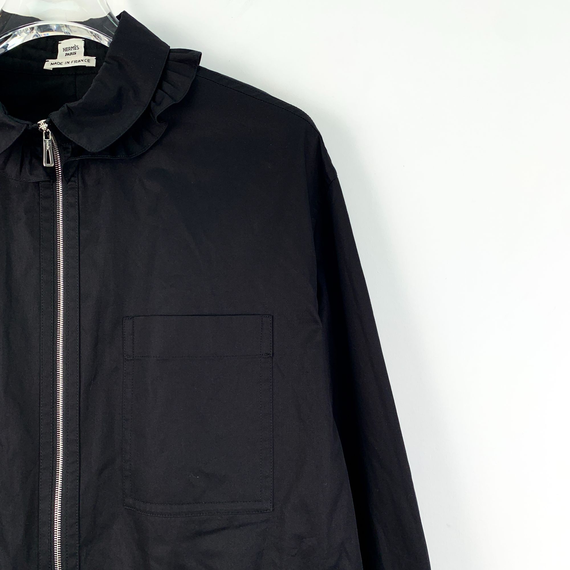 Hermes Hermès Paris Black Cotton Long-Sleeve Zipper Shirt Coat 34 X Size XXS / US 00 / IT 34 - 6 Thumbnail