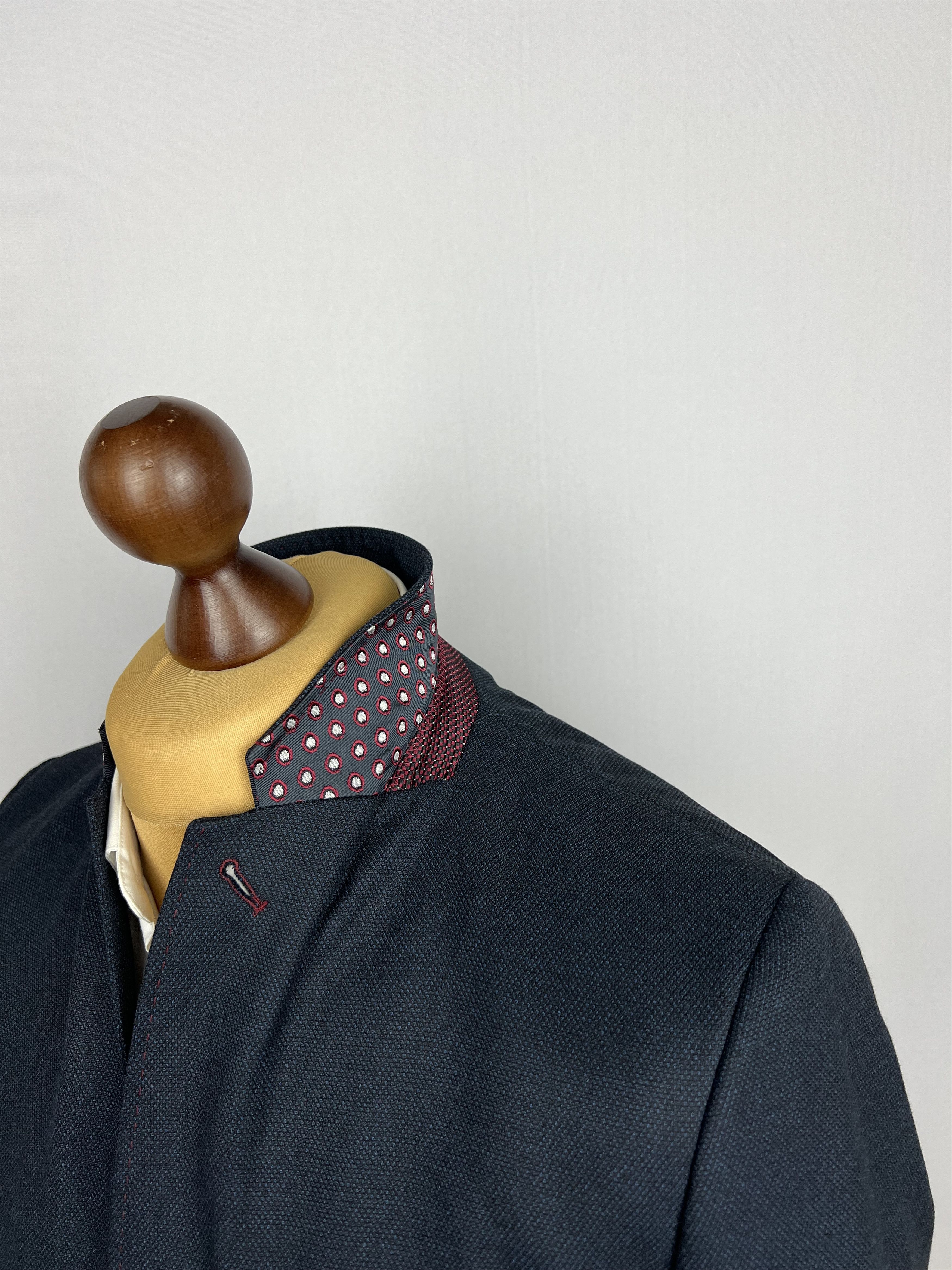Ted Baker Solid Midnight-Blue Synthetic Blend Modern Sport Coat Size 40R - 6 Thumbnail