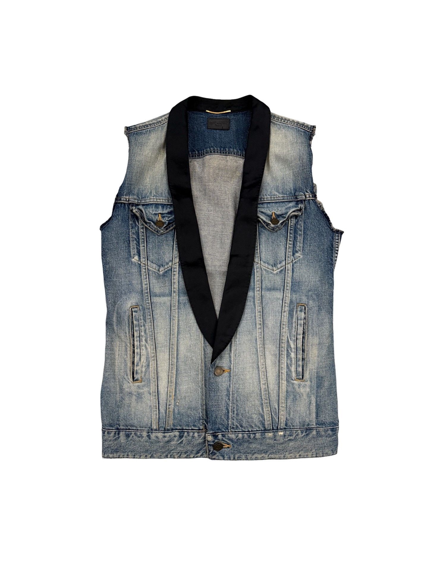 Saint Laurent Paris Saint Laurent Denim Shawl Collar Vest Size XS Size US XS / EU 42 / 0 - 1 Thumbnail
