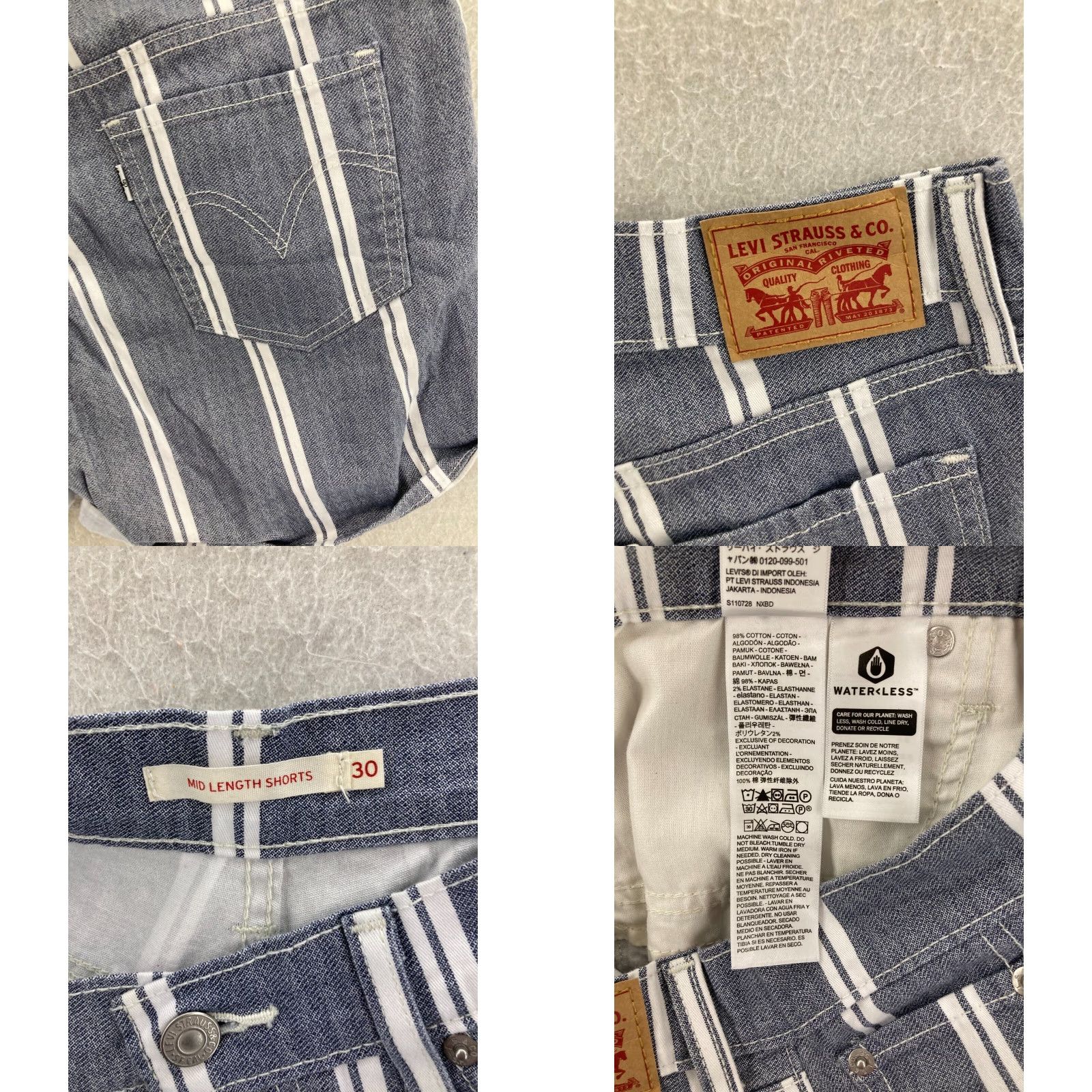 Levi's LEVI'S ShortS Womens 30 Mid-Length Slim Striped Denim Casual 9.5" Inseam Multicolor 90s Sailor Womens Size 30" / US 8 / IT 44 - 8 Thumbnail