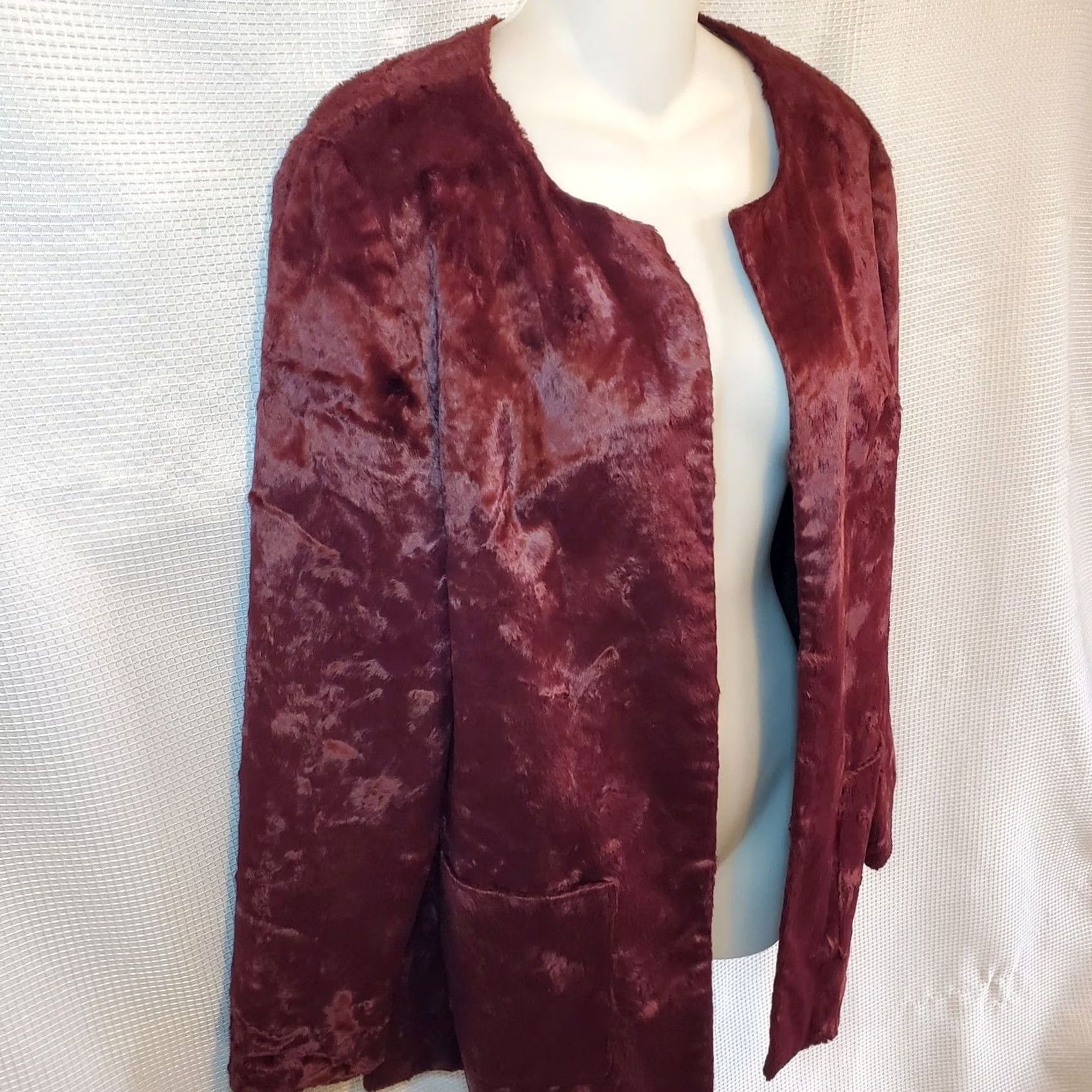 Habitat Tabitha Anthropologie Coat Womens Sm Burgundy Faux Fur City Party Talley Sz Size S / US 4 / IT 40 - 4 Thumbnail