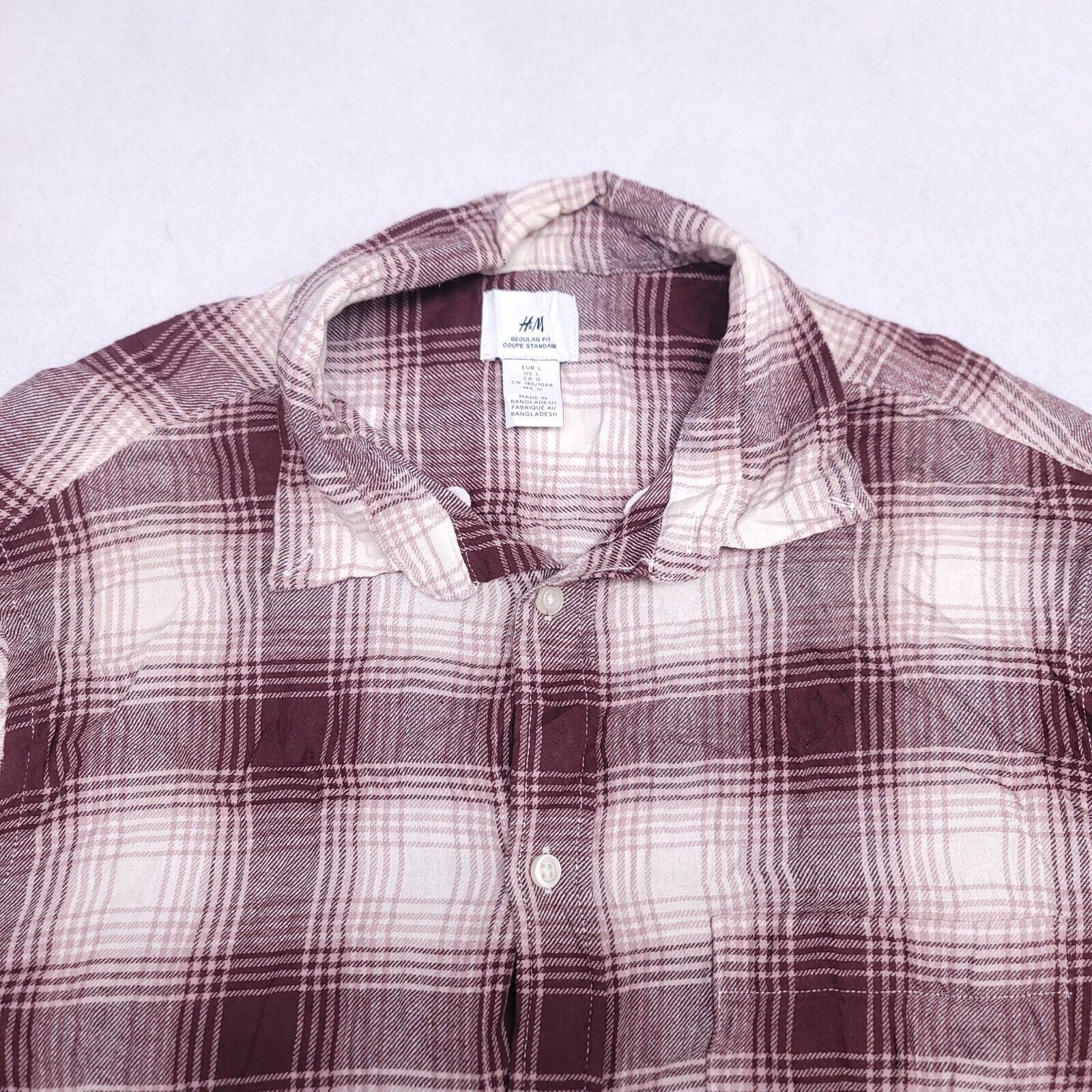 H&M H&M Tartan Flannel Button Up Shirt Mens Size L Maroon White Size US L / EU 52-54 / 3 - 1 Thumbnail