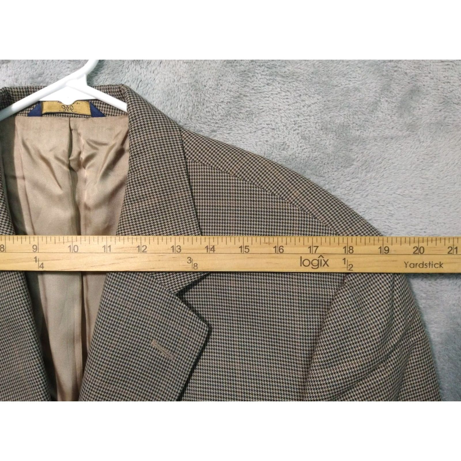 Brooks Brothers Brooks Brothers Blazer Mens 44R Brown Houndstooth Plaid 2 Button Wool Tweed Notch Lapel Single-Breasted Size 44R - 7 Thumbnail