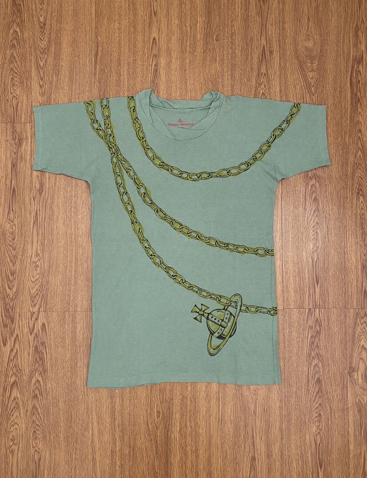 image of Vivienne Westwood Chain Printed T-Shirt in Forest Green, Men's (Size Medium)
