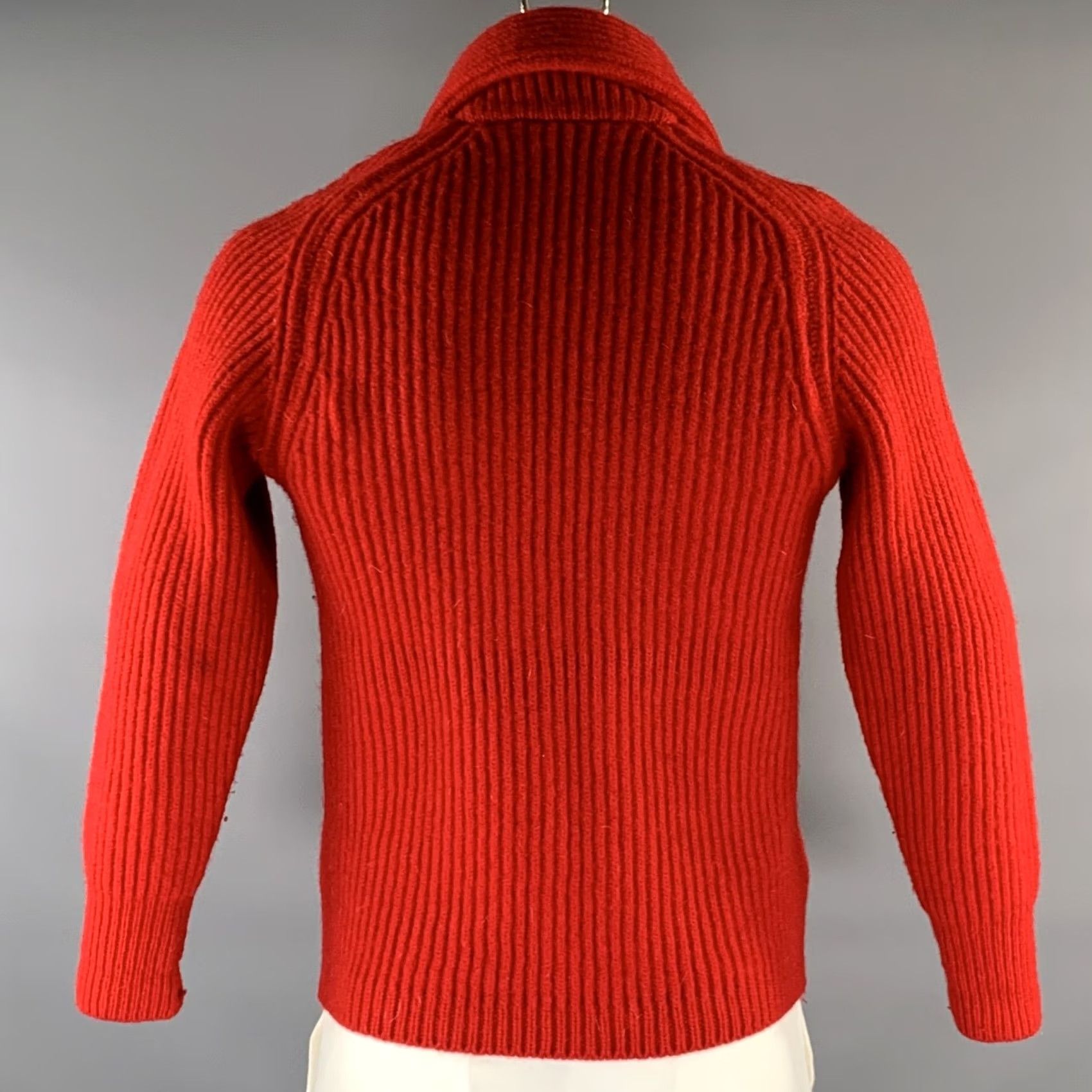 Vintage PRINGLE Shawl Cardigan Knit Wool Red Size L Size US L / EU 52-54 / 3 - 3 Thumbnail