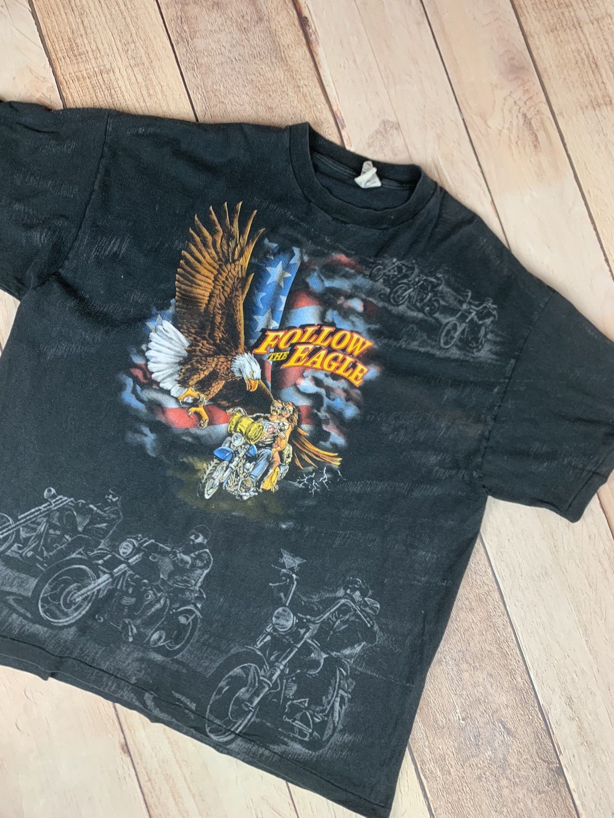 Harley Davidson × Vintage Vintage Singlestitch Motorcycle T-Shirt Follow The Eagle Size US XXL / EU 58 / 5 - 2 Thumbnail