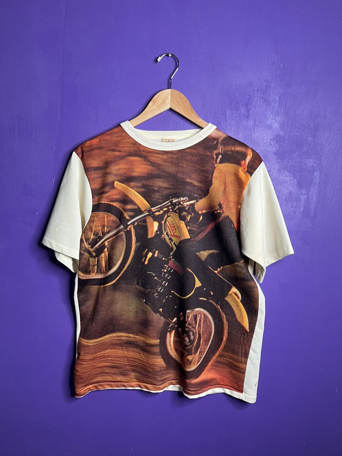 image of Made In USA x Vintage 70's Kmart Dirt Bike Racing Aop T-Shirt in White, Men's (Size Large)