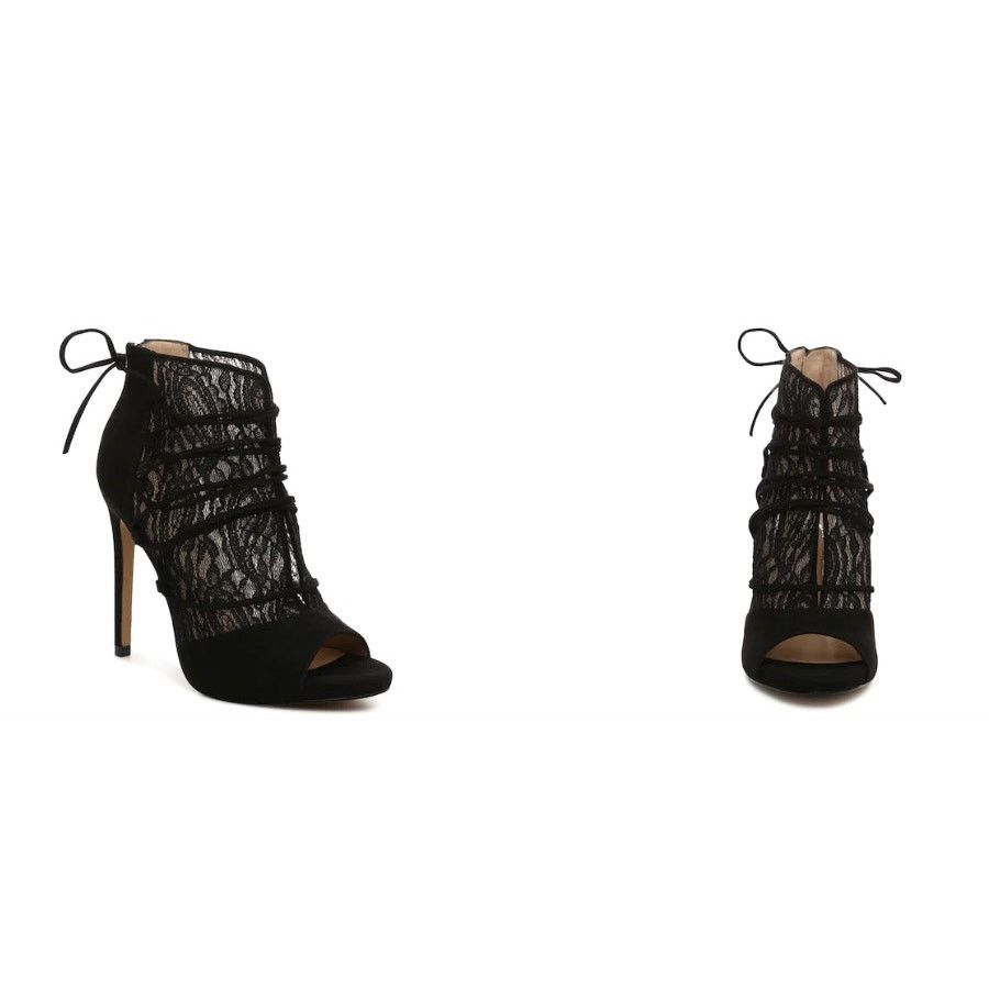 Other Jessica Simpson Raysha Open-Toe Canvas Black Lace Bootie 9.5 Size US 9.5 / IT 39.5 - 3 Thumbnail