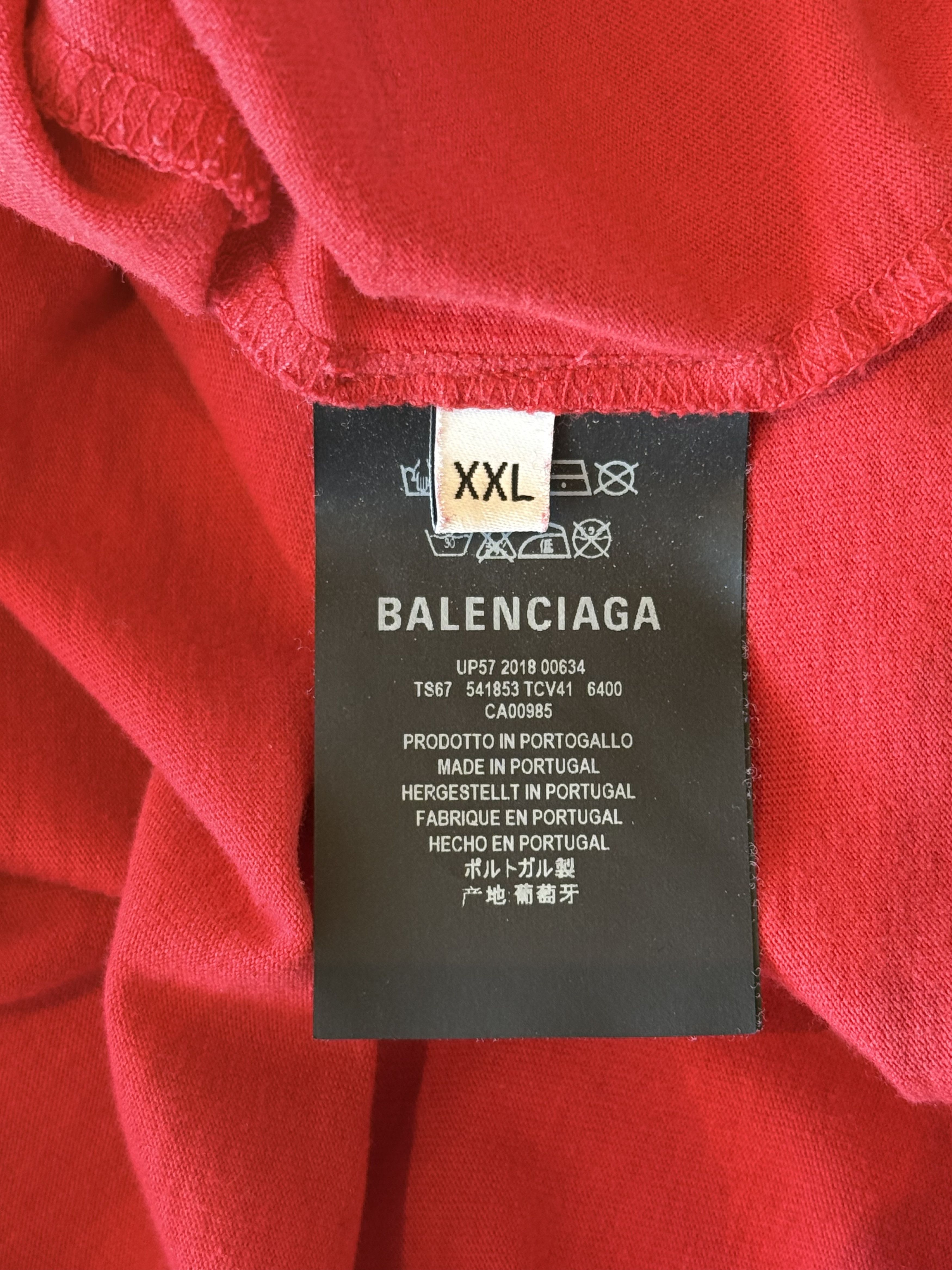 Balenciaga Balenciaga Red & Black Logo T-Shirt Size US XXL / EU 58 / 5 - 4 Thumbnail
