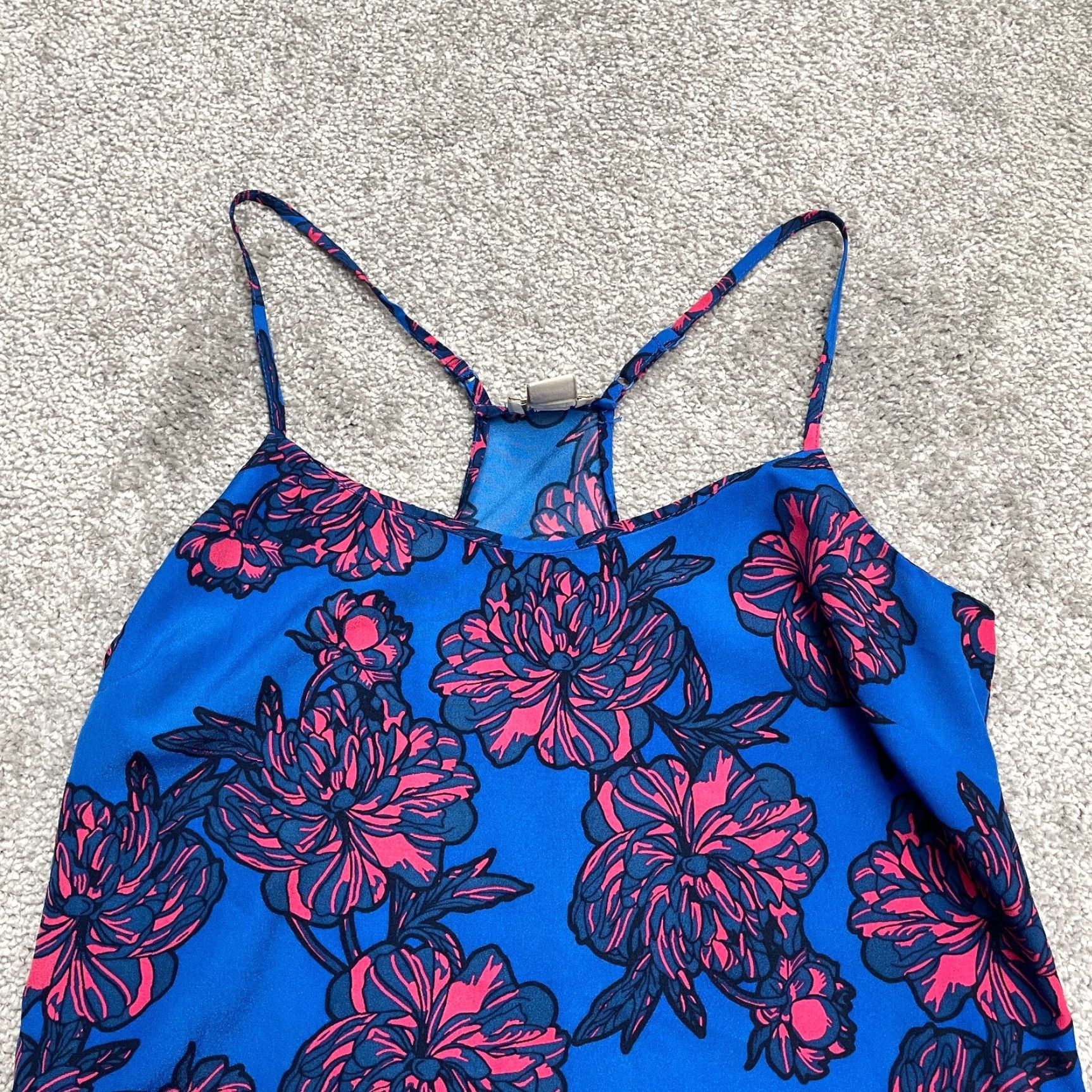 J.Crew J.Crew Top Womens 00 Blue Pink Floral Racerback Casual Tropical Camisole Size XXS / US 00 / IT 34 - 3 Thumbnail
