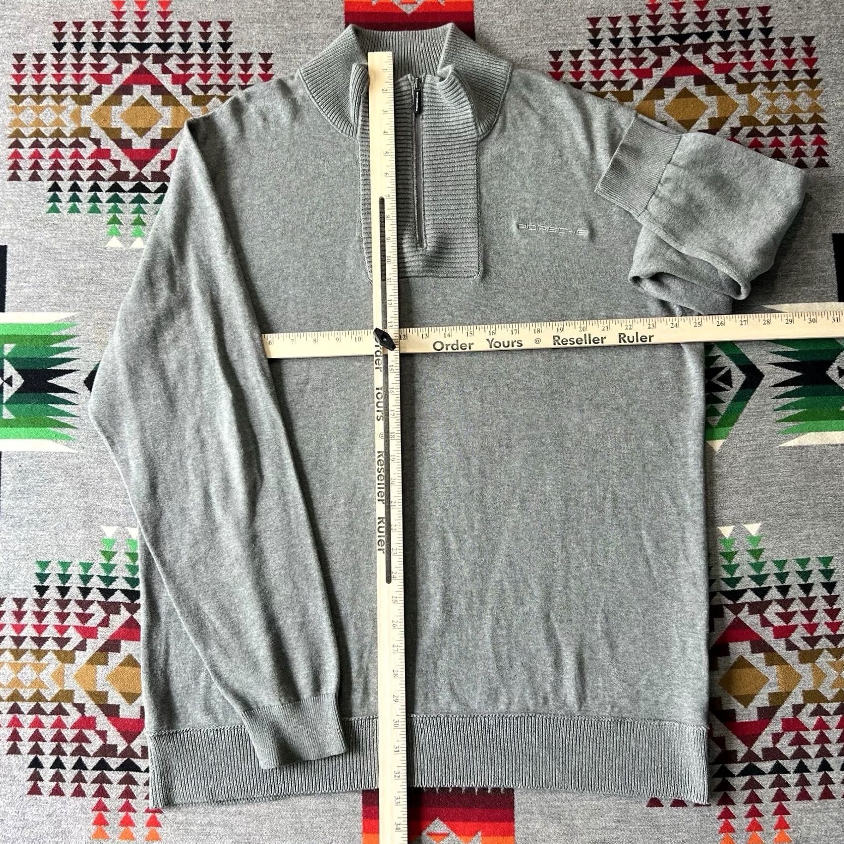 Vintage Porsche Sweater Mens 2XL Gray Herren 1/4 Zip Pullover Embroidered B9 Size US XXL / EU 58 / 5 - 3 Thumbnail