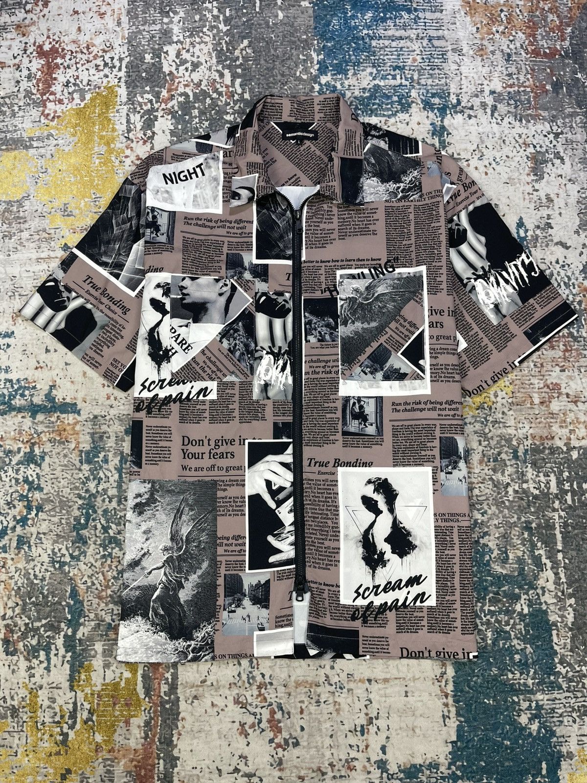 semanticdesign Semantic Design Magazine Print Zip Up Shirt Size US L / EU 52-54 / 3 - 1 Thumbnail